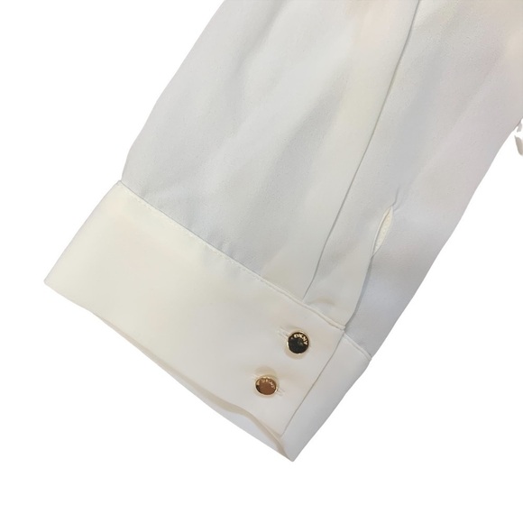 DKNY A Beautiful Storm Cream 3/4 Sleeve Career Work Wear Blouse Large - Picture 10 of 11